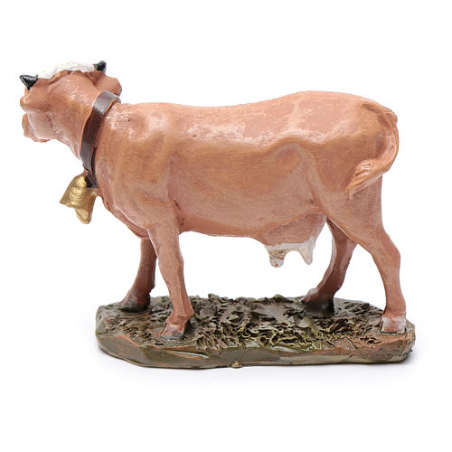 Vaca em resina para presépio Linha Martino Landi com figuras de pastor de altura média 10 cm 2