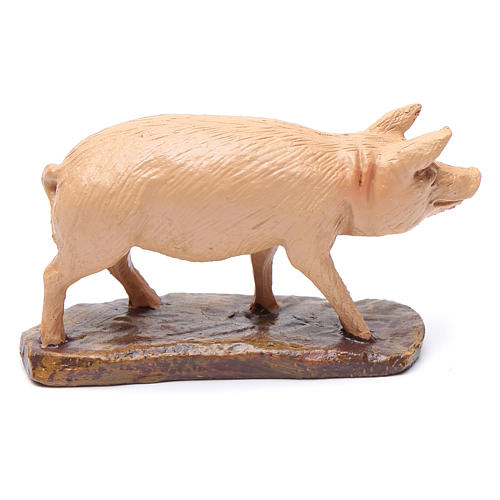 Schwein aus Kunstharz der preisgünstigen Linie Martino Landi für 10 cm Krippe 2