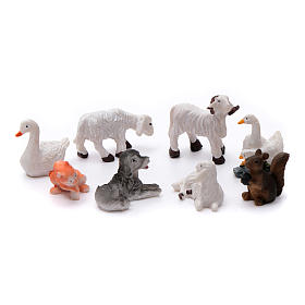 Animaux pour la crèche: Animaux 8 pcs résine peinte pour crèche 10 cm Animaux pour la crèche: Animaux 8 pcs résine peinte pour crèche 10 cm