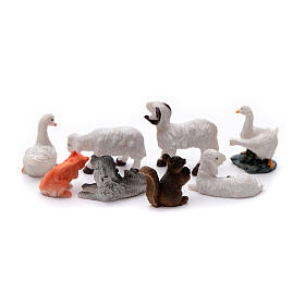 Animaux pour la crèche: Animaux 8 pcs résine peinte pour crèche 10 cm Animaux pour la crèche: Animaux 8 pcs résine peinte pour crèche 10 cm