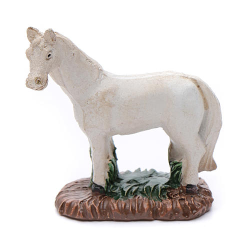 Pferd weiß aus Kunstharz für 6 cm Krippe 1
