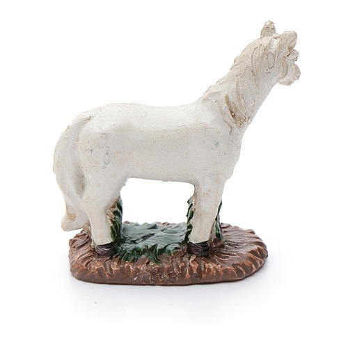 Cavalo em resina branco para presépio 6 cm 2