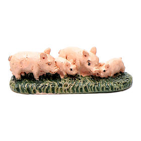 Schweine auf Wiese aus Kunstharz für 6 cm Krippe