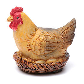 Huhn im Korb aus Kunstharz für 20 cm Krippe