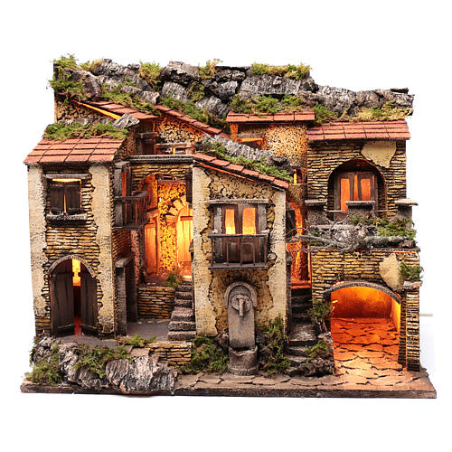 Village with lights and fountain 50x60x40 cm for Neapolitan nativity scene 1