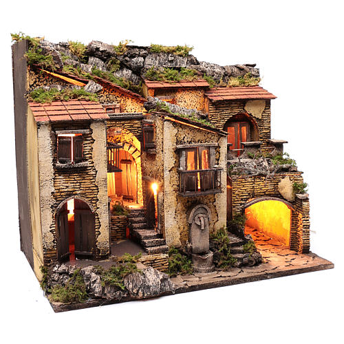Village with lights and fountain 50x60x40 cm for Neapolitan nativity scene 3