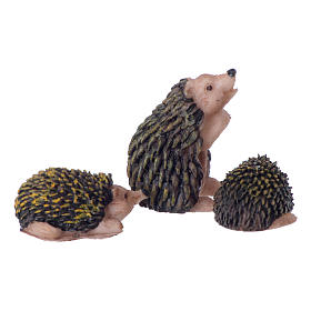 Set 3 pcs Hedgehog Family for 10-12cm Nativity in painted resin