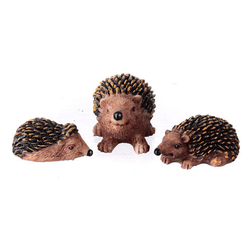 Set 3 pcs Hedgehog Family for 10-12cm Nativity in painted resin 2