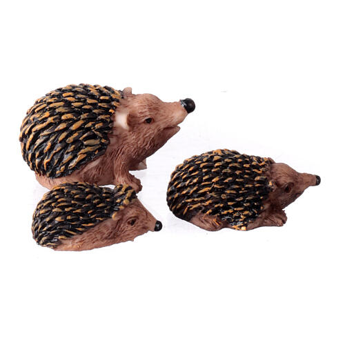 Set 3 pcs Hedgehog Family for 10-12cm Nativity in painted resin 3