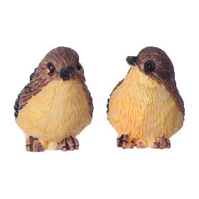 Conjunto 2 pássaros para presépio 10-12 cm em resina pintada