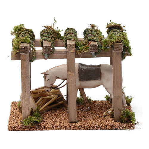 Portique avec cheval et mangeoire 10x20x10 cm pour santons 10 cm 1