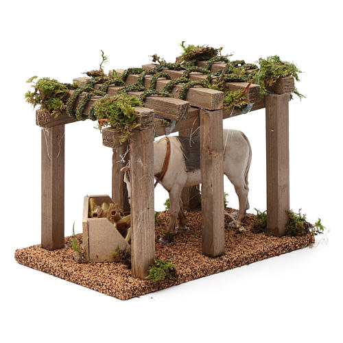 Portique avec cheval et mangeoire 10x20x10 cm pour santons 10 cm 3