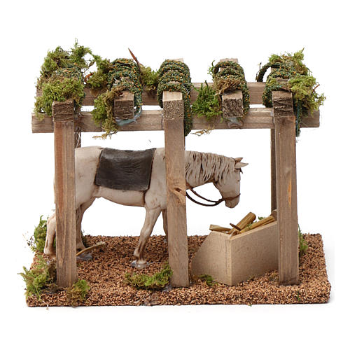 Portico con cavallo alla mangiatoia 10X20X10 cm per figure presepe 10 cm 4