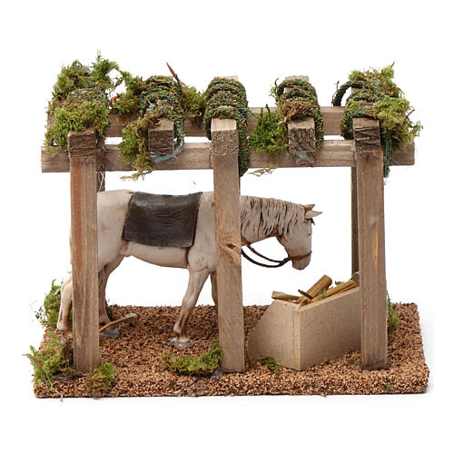 Portico with Horse and Trough 10X20X10 cm for Nativity 10 cm figurines 4