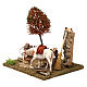 Pferd in Landschaft mit Lattenzaun Baum und Sichel 15x20x20 cm für 10 cm Krippe s2