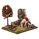 Horse tied up to a fence 10 cm, Nativity Scene setting with tree 15x20x20 s3