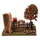 Horse tied up to a fence 10 cm, Nativity Scene setting with tree 15x20x20 s4