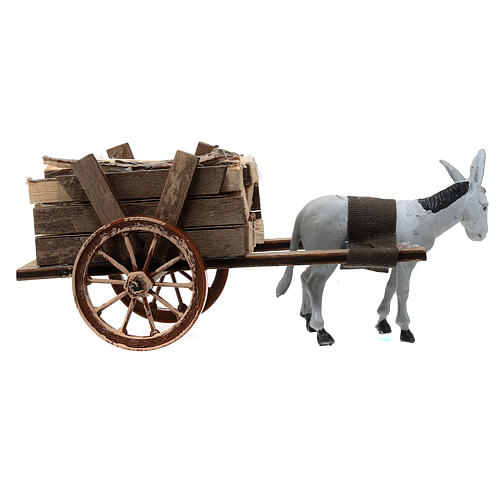 Donkey pulling a cart full of wood for Nativity Scene 10x20x10 4