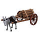 Grey donkey pulling a cart full of wood for Nativity Scene 10x20x10 s4