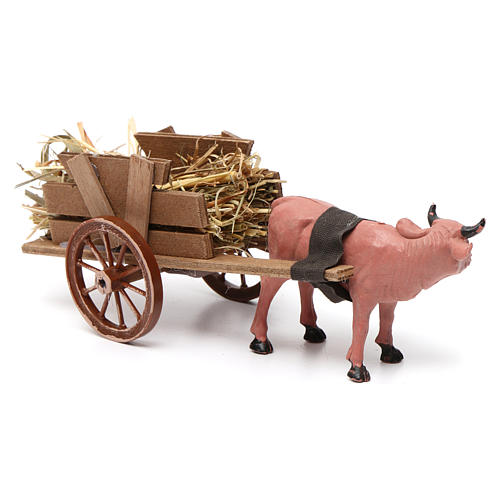 Ox pulling a cart full of straw for Nativity Scene 10x20x10 2