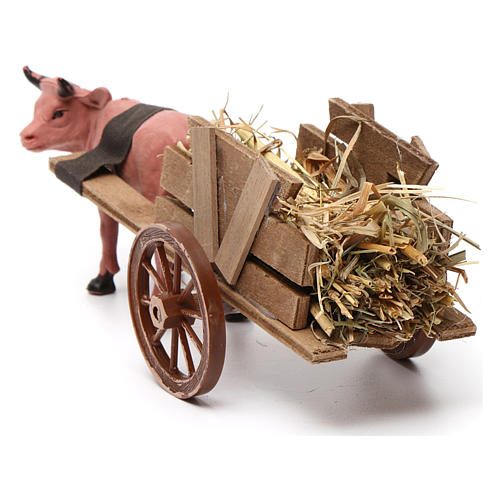 Ox pulling a cart full of straw for Nativity Scene 10x20x10 4