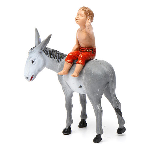 Boy on donkey 10x10x5 cm for Nativity Scene 10 cm 2