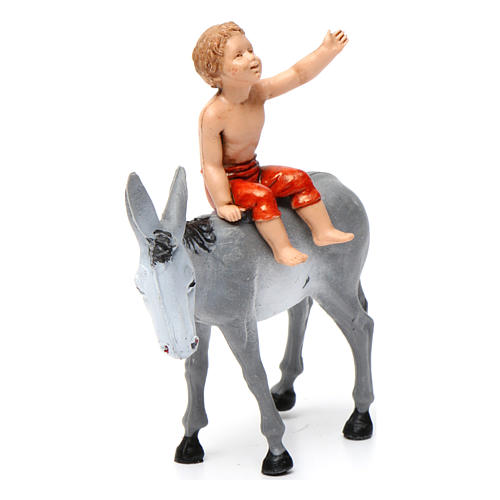 Boy on a Donkey 10X10X5 cm for a 10 cm Nativity 3