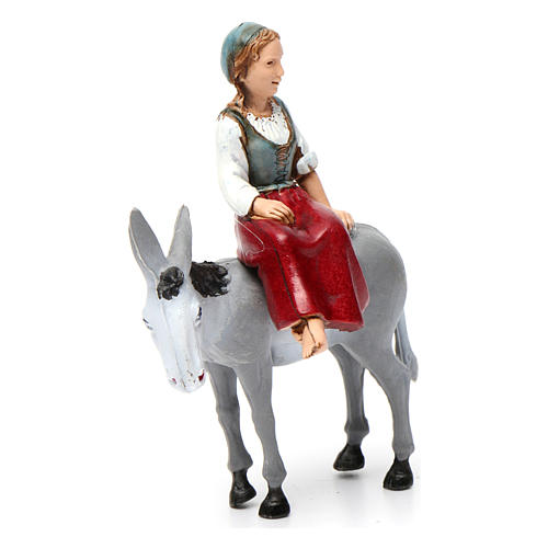 Girl on donkey 10x10x5 cm for Nativity Scene 10 cm 3