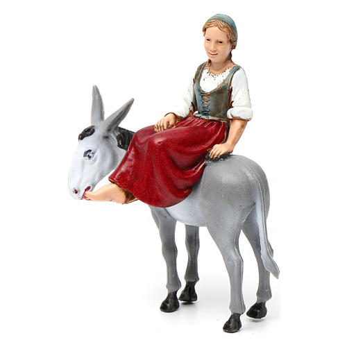 Girl on a Donkey 10X10X5 cm for 10 cm Nativity 2