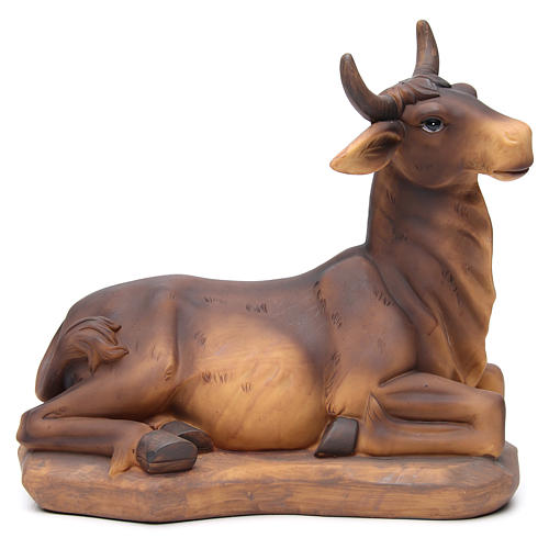 Brown ox and donkey in resin for Nativity Scene 55 cm 2
