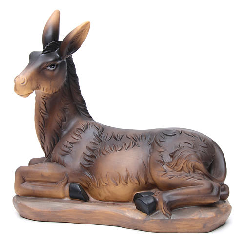 Brown ox and donkey in resin for Nativity Scene 55 cm 3