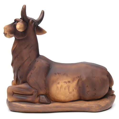 Boi e burro marrom em resina para presépio com figuras de altura média 55 cm 4