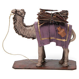 Camel with wood sticks for Nativity 14 cm, terracotta