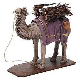 Camel with wood sticks for Nativity 14 cm, terracotta