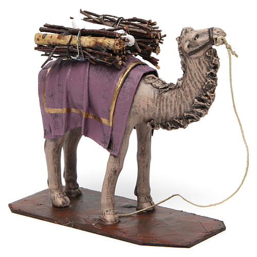 Camel with wood sticks for Nativity 14 cm, terracotta 3