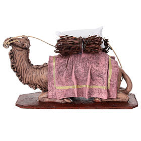 Kneeling camel with load in terracotta for Nativity Scene 14 cm