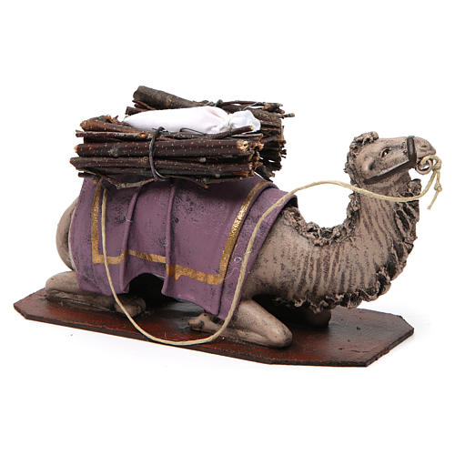 Kneeling camel with load in terracotta for Nativity Scene 14 cm 3