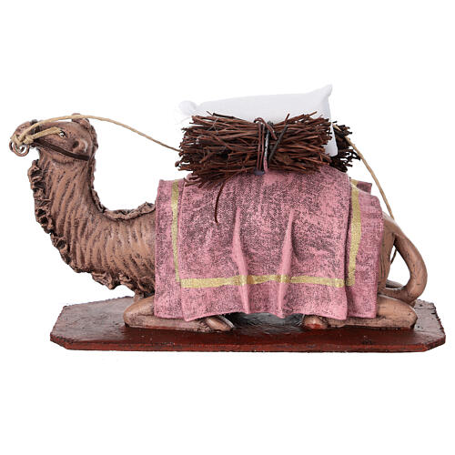 Kneeling camel with load in terracotta for Nativity Scene 14 cm 1