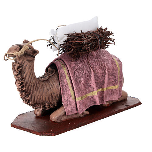 Kneeling camel with load in terracotta for Nativity Scene 14 cm 2