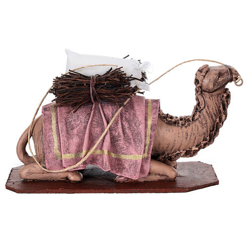 Kneeling camel with load in terracotta for Nativity Scene 14 cm 4