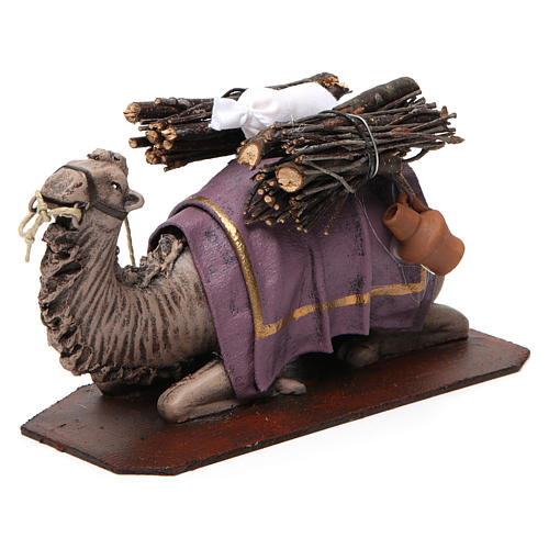 Wielbłąd klęczący z załadunkiem szopka 14 cm terakota 2