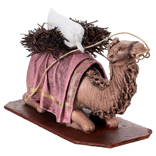 Lying camel with wood faggot for Nativity 14 cm, terracotta 3