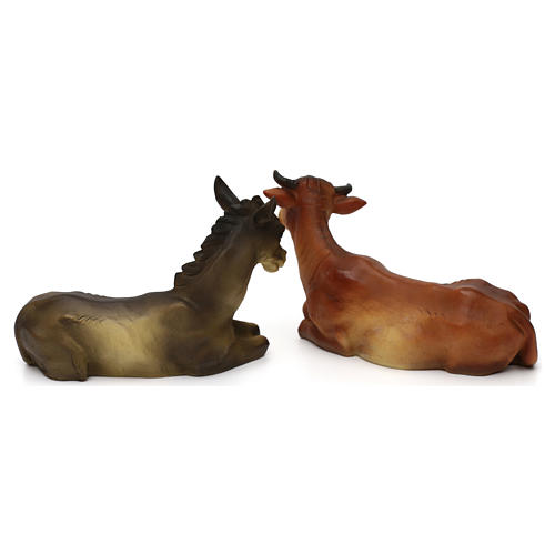 Donkey and ox in colored resin, for 25-30 cm nativity 4