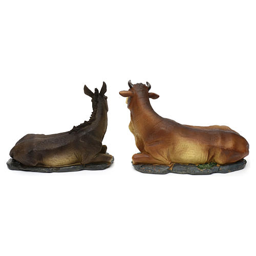 Donkey and ox figurine, in colored resin for 42 cm nativity 4