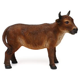 Standing brown ox, in colored resin, for 40-50 cm nativity