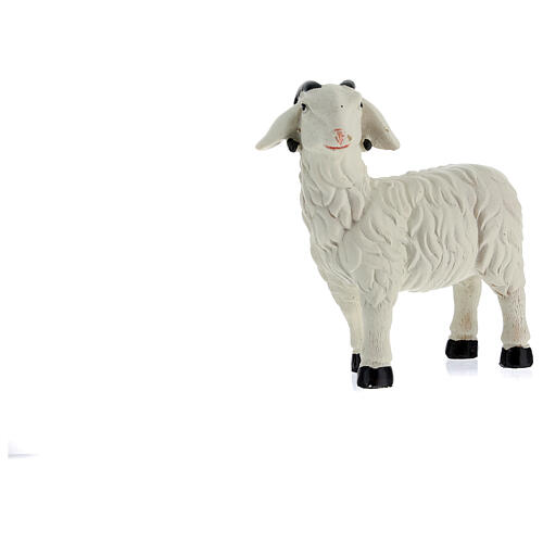 Set 3 moutons avec bélier résine colorée pour crèche 25-30 cm 3