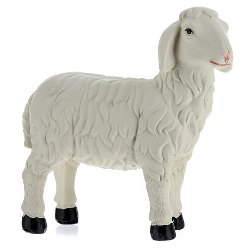 Set 3 moutons avec bélier résine colorée pour crèche 25-30 cm 4