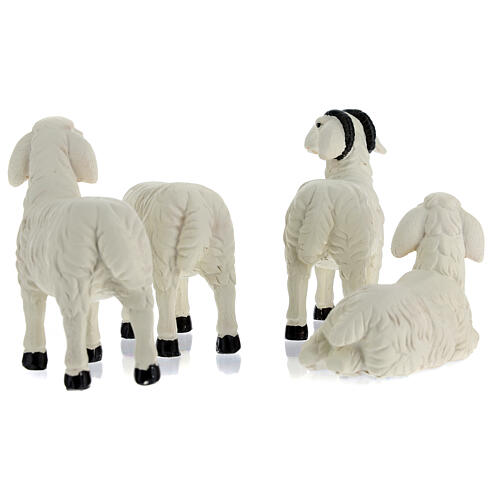 Set 3 Pecore con ariete resina colorata per presepe 25-30 cm 6