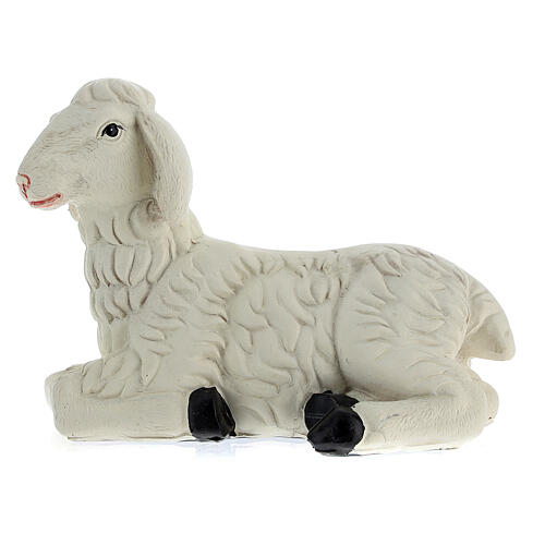 3 Sheep Set with ram, in colored resin for 25-30 cm nativity 2