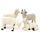 Set 3 Schafe und ein Bock aus bemaltem Kunstharz für 35-40 cm Krippe s1